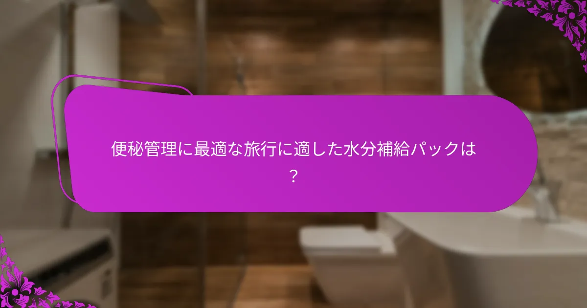 便秘管理のために旅行に適した水分補給パックに必要な機能は？