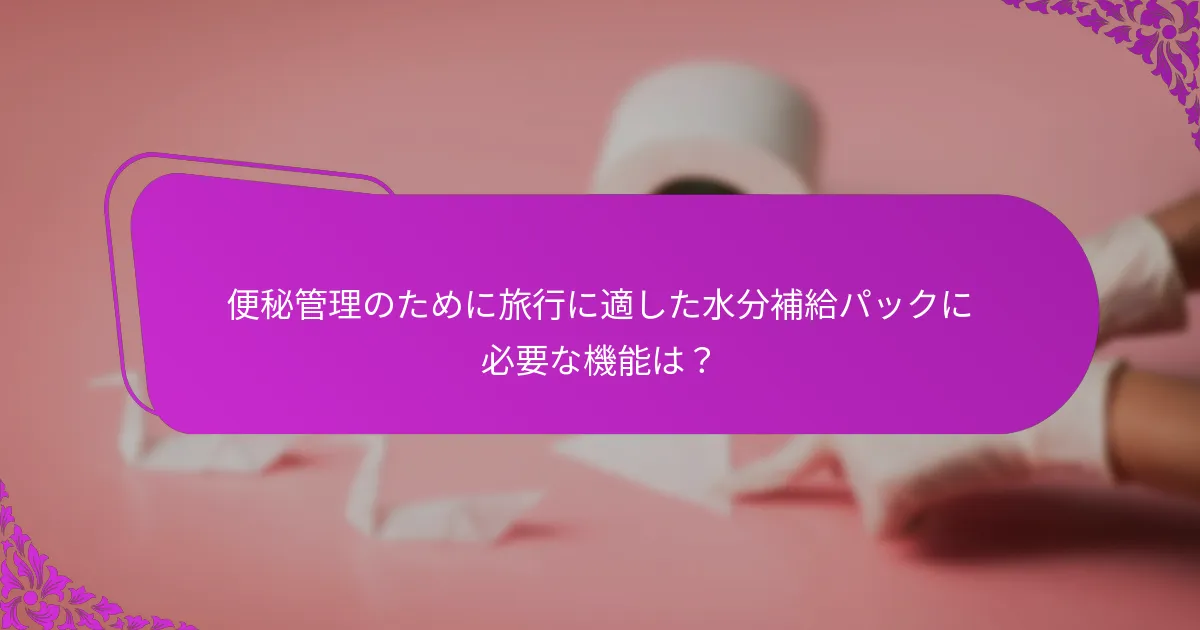 便秘管理に最適な旅行に適した水分補給パックは？
