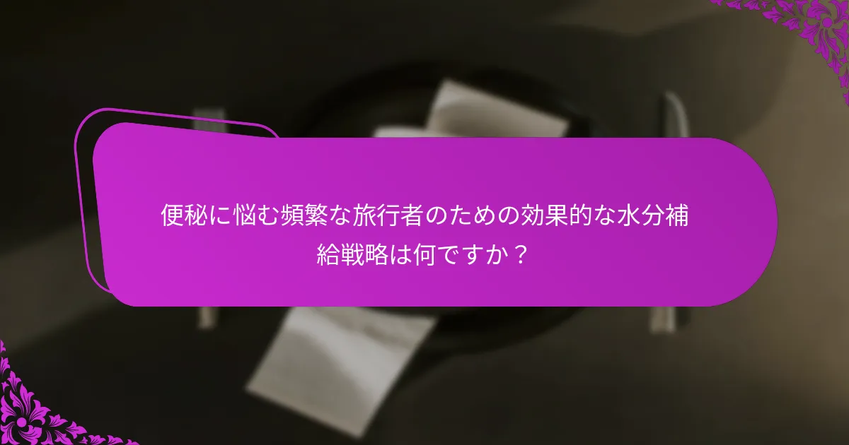 水分補給は旅行中の便秘にどのように影響しますか？