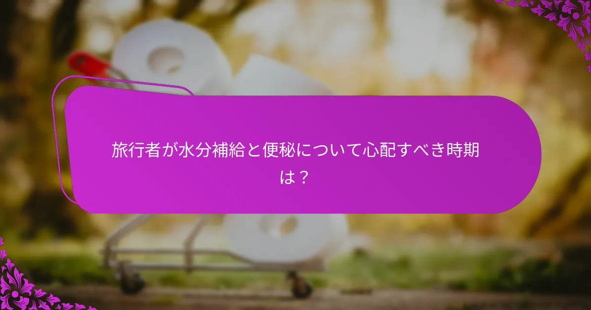 旅行者にとって効果的な水分補給戦略とは？
