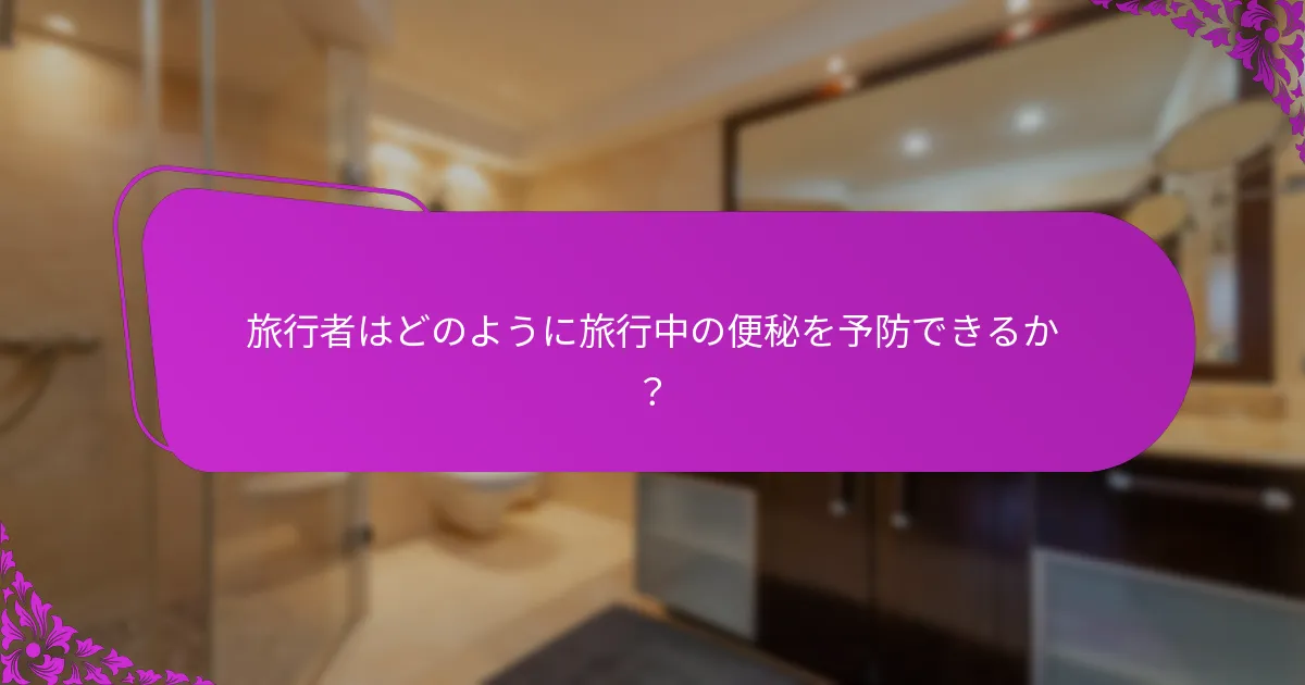 旅行中の便秘の主な原因と引き金は何か?