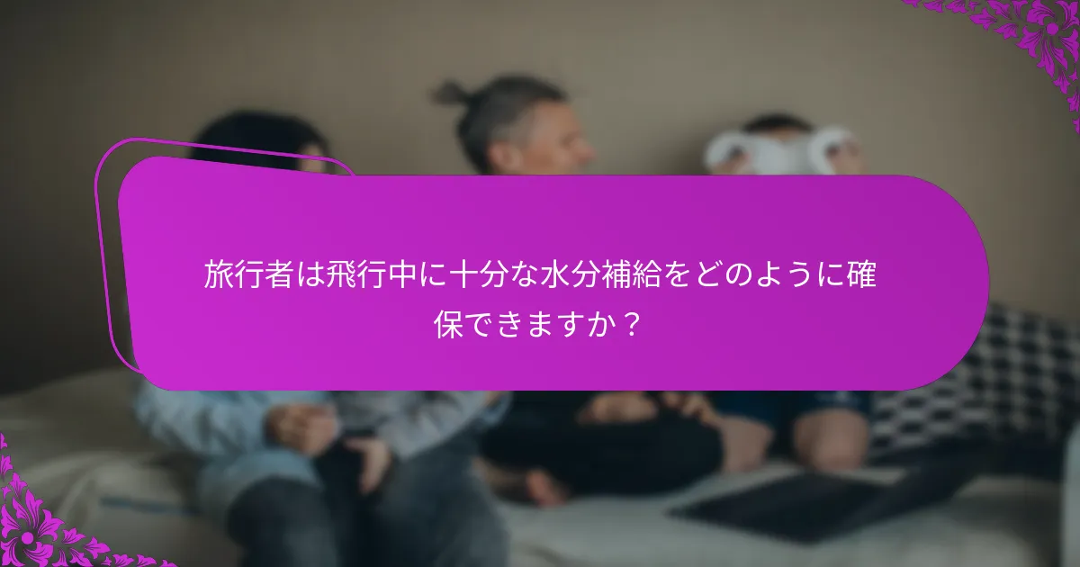 旅行者は飛行中に十分な水分補給をどのように確保できますか?