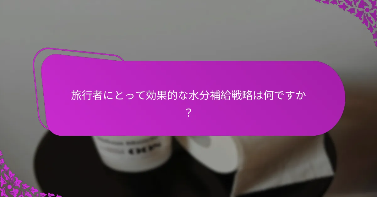 旅行者にとって効果的な水分補給戦略は何ですか?